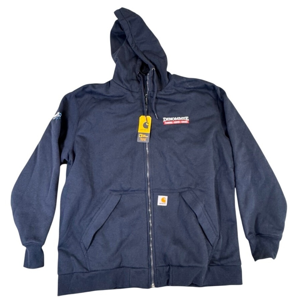 NWT Carhartt Rain Defender Navy Full Zip Thermal Lined Hoodie TS4078-M Mens XL